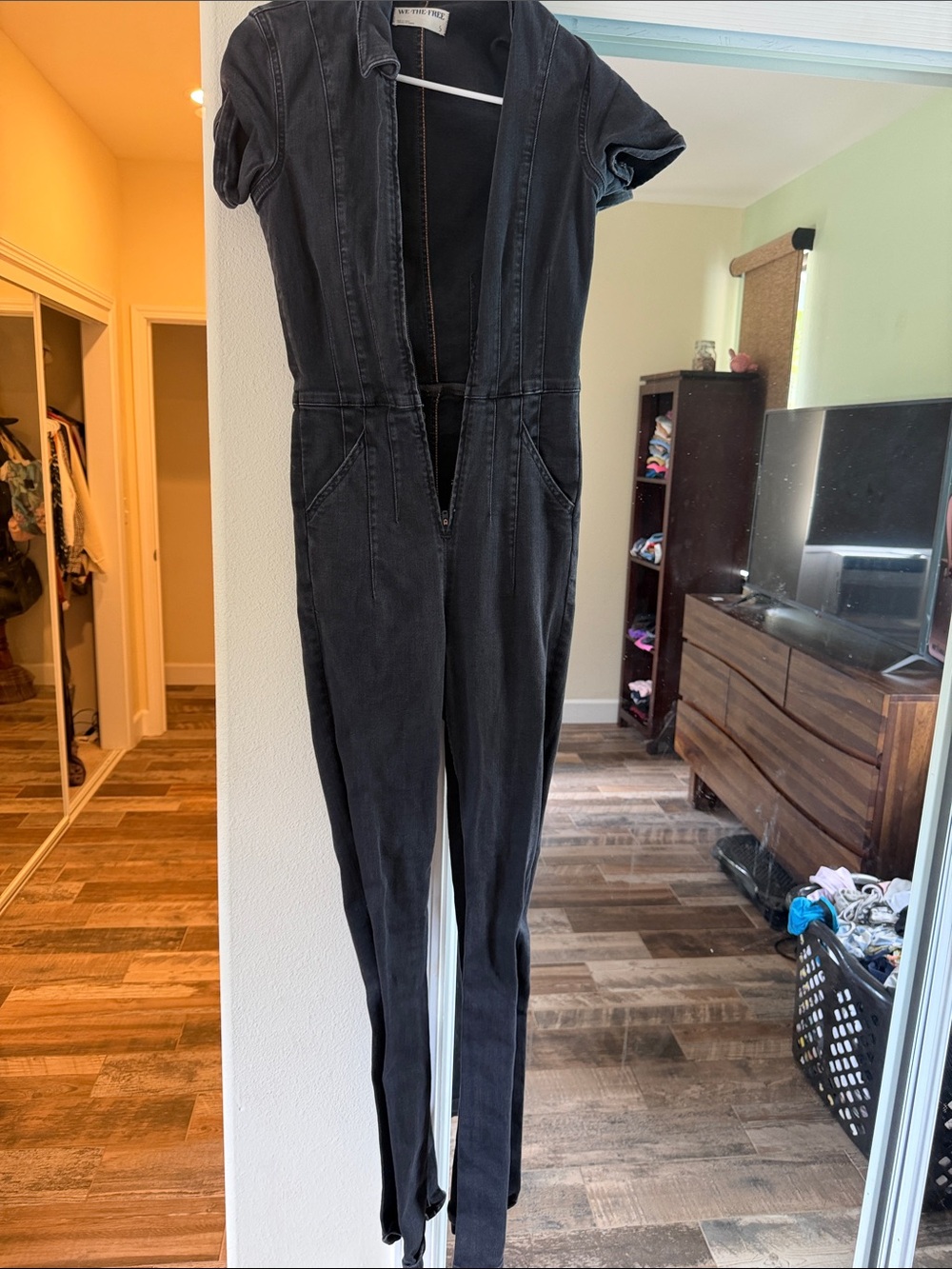 We The Free Black Short-Sleeve Utility Jumpsuit